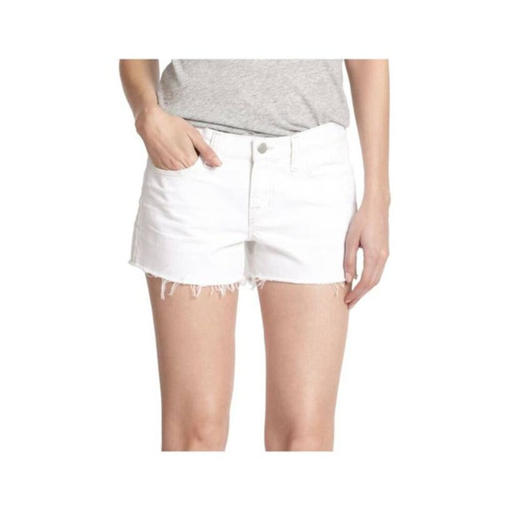 J Brand White Mid-Rise Cut-Off Denim Shorts